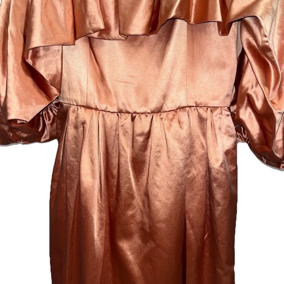ULLA JOHNSON Lelita dress midi satin copper 8 off shoulder cocktail NWT formal - Picture 8 of 16